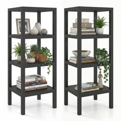 4-Tier Plastic Storage Shelf Freestanding Utility Rack-Black