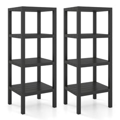 4-Tier Plastic Storage Shelf Freestanding Utility Rack-Black
