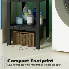 4-Tier Plastic Storage Shelf Freestanding Utility Rack-Black
