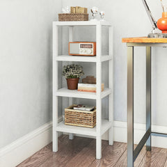 4-Tier Plastic Storage Shelf Freestanding Utility Rack-White