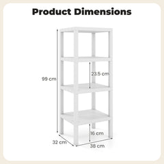 4-Tier Plastic Storage Shelf Freestanding Utility Rack-White