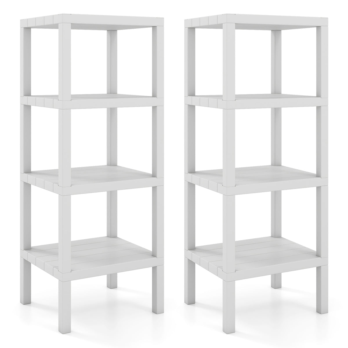 4-Tier Plastic Storage Shelf Freestanding Utility Rack-White
