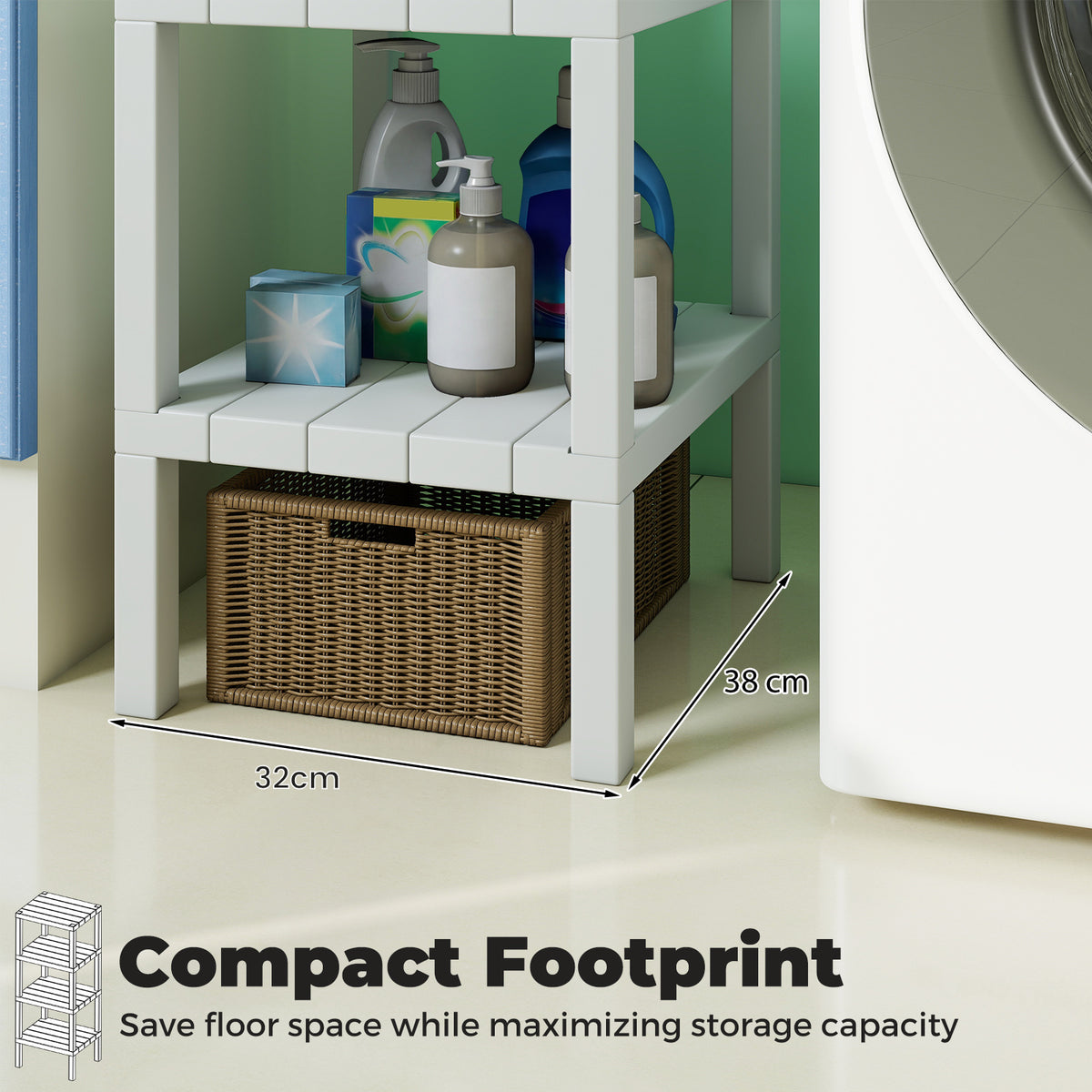 4-Tier Plastic Storage Shelf Freestanding Utility Rack-White