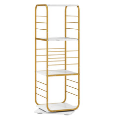 4-Tier Rotating Bookshelf 360° Spinning Bookcase Tower-Golden