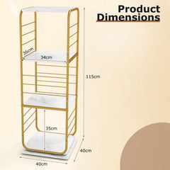 4-Tier Rotating Bookshelf 360° Spinning Bookcase Tower-Golden