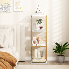 4-Tier Rotating Bookshelf 360° Spinning Bookcase Tower-Golden