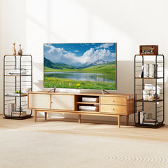 4-Tier Rotating Bookshelf 360° Spinning Bookcase Tower-Rustic Brown