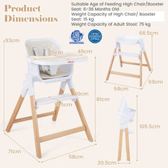 4-in-1 Convertible Baby High Chair in Beige