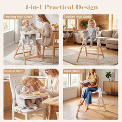 4-in-1 Convertible Baby High Chair in Beige