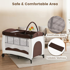 Close up of the breathable mesh and foldable mattress of the baby playpen