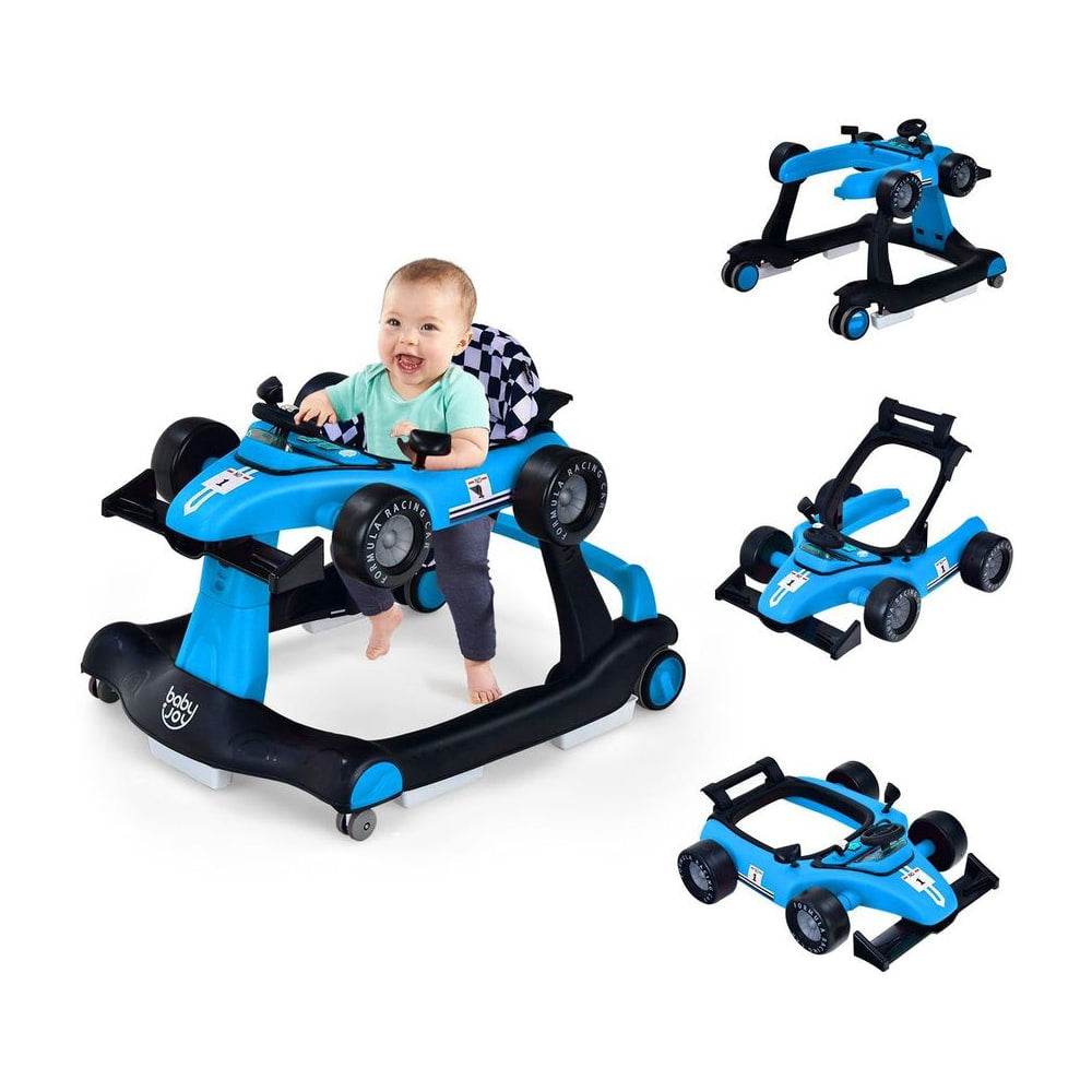 4-in-1 Baby Push Walker with Adjustable Height and Speed in Blue