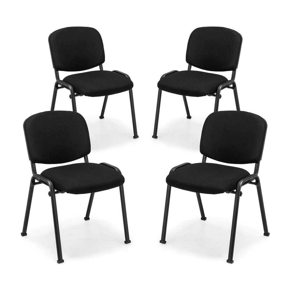 4-Pack Conference Chair Set with metal frame and padded cushion in black