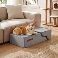 4-step Dog Foam Stairs for High Bed Sofa Couch Transformative High-density Pet Ramp