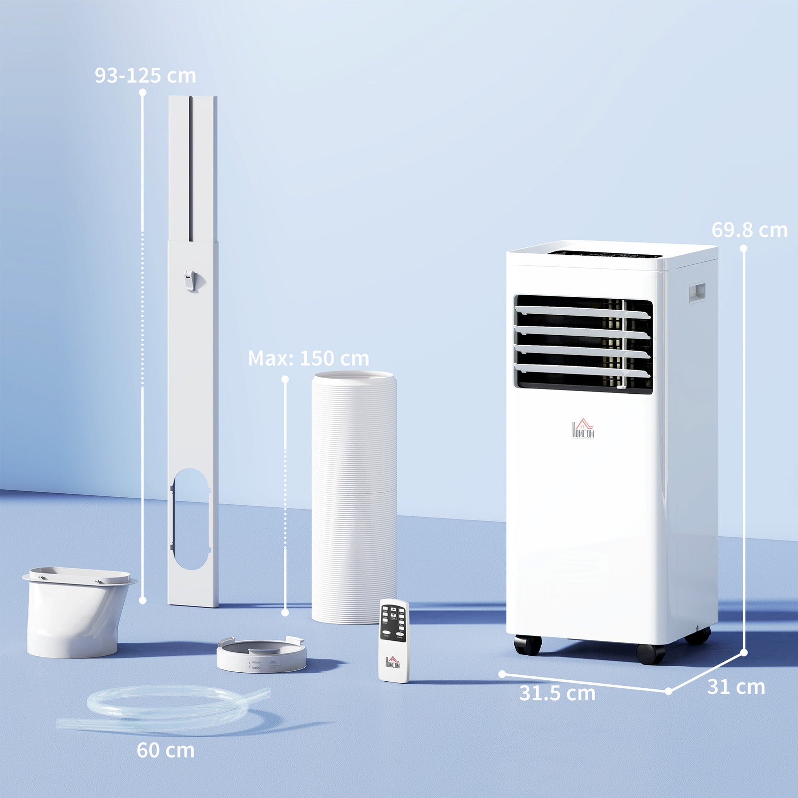 HOMCOM Portable Air Conditioner 5000 BTU, 4-in-1 Cooling, Dehumidifier, Fan, Sleep Mode, Air Conditioning Unit with Digital Display & Remote Control, 24H Timer, Window Venting Kit, for Room up to 18㎡