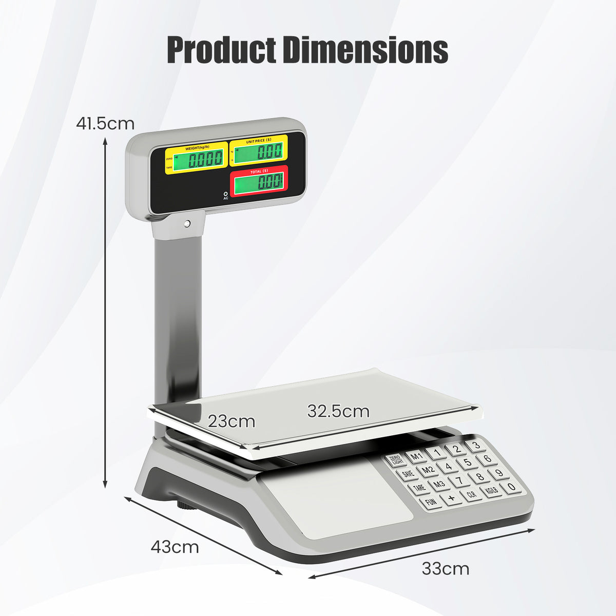 40kg Price Computing Scale with Pole Dual LCD Display and Counting Function