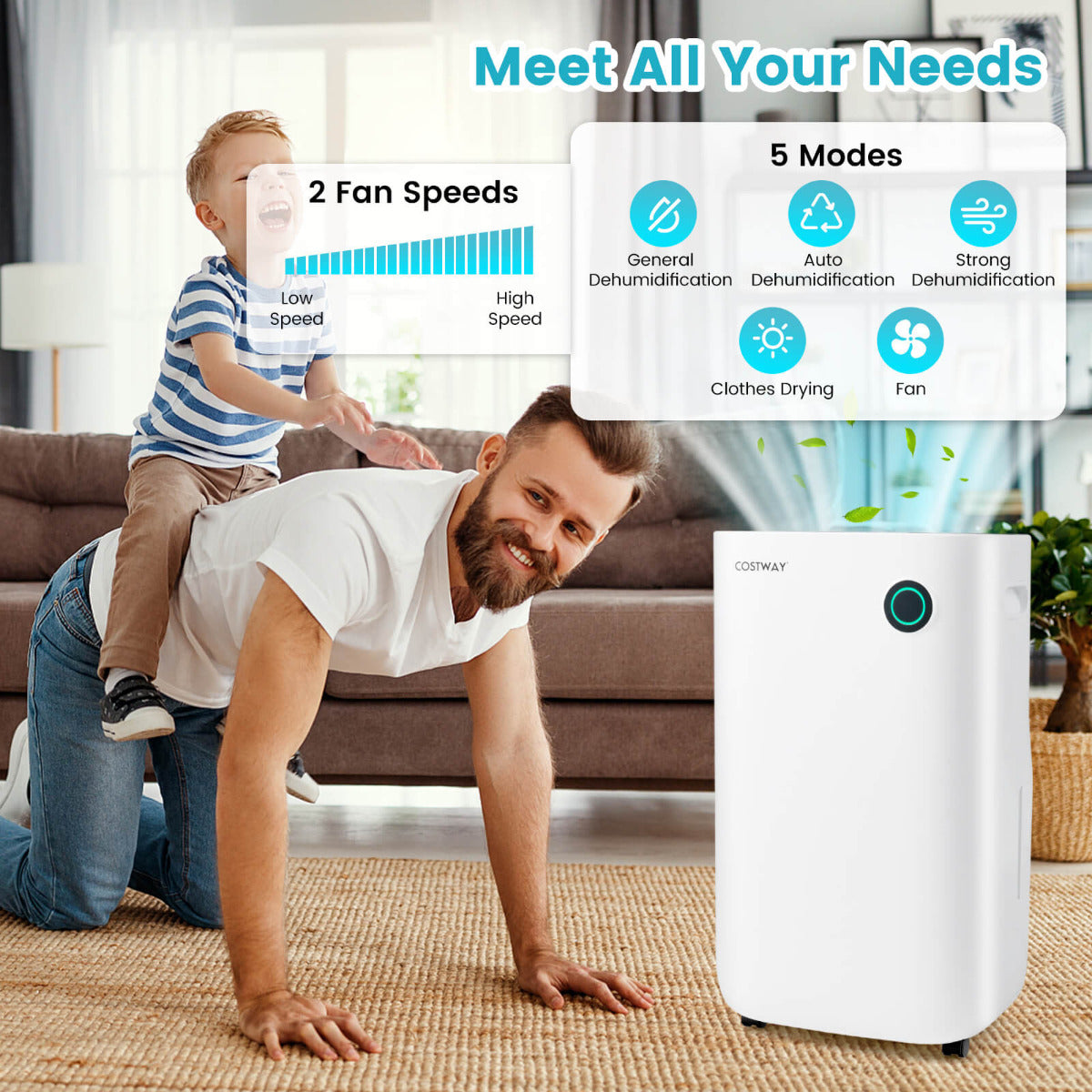 High-efficiency Dehumidifier 40L/Day with 5 Modes and 2 Speed
