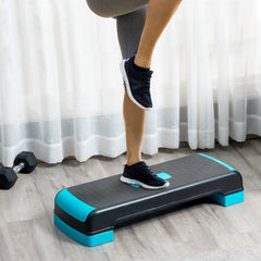 HOMCOM Aerobic Step with 3-Level Adjustable Heights in Black and Blue