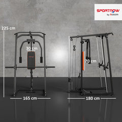 SPORTNOW 3-in-1 Gym Station with 17-level Squat Rack Dual Cable Pulley System Home Strength Training, Black