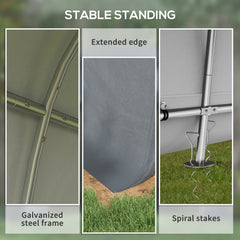 Outsunny 3 x 3(m) Garden Storage Tent, Heavy Duty Outdoor Shed, Waterproof Portable Shed Storage Shelter with Galvanised Steel Frame for Bike, Motorcycle, Garden Tools, Grey