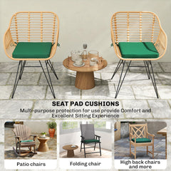 Outsunny Set of 6 Chair Cushion Seat Pads Dining Chair w/ Straps, Indoor Outdoor Removable Tie On Garden Patio, Green