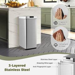 48L Automatic Trash Can with Lid-Silver