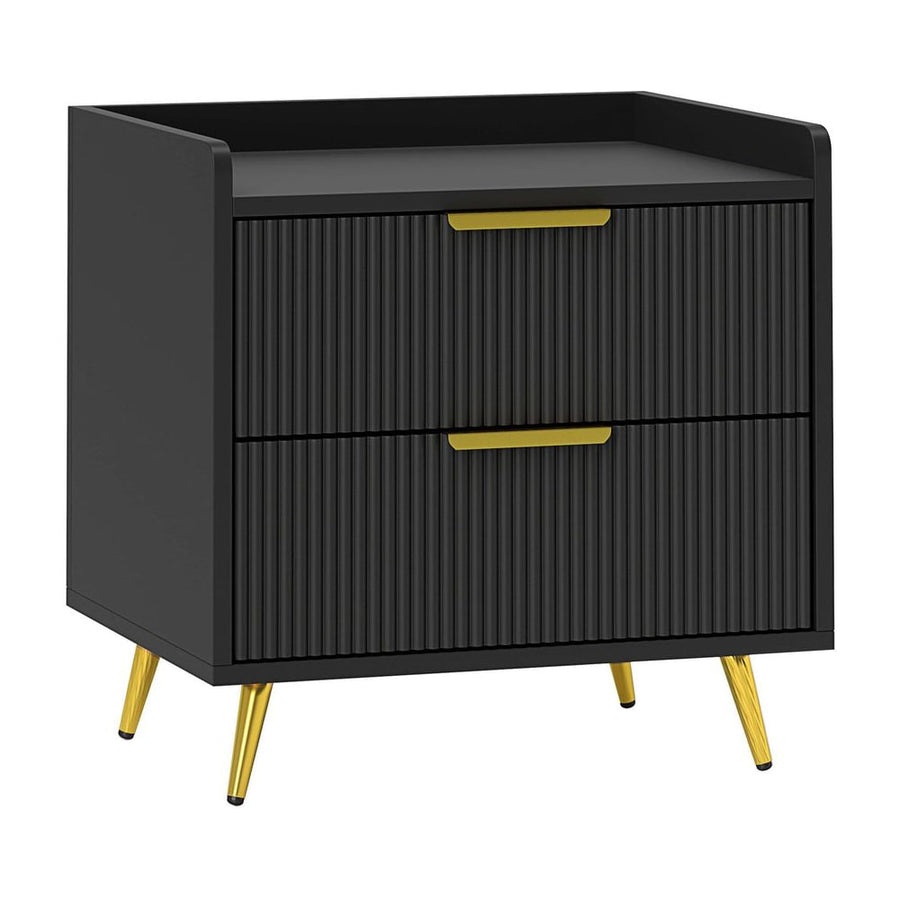 HOMCOM Elegant Two-Drawer Bedside Table - Black