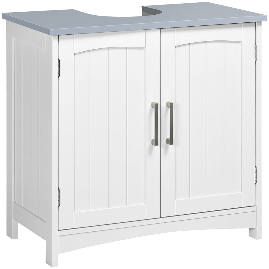 kleankin Pedestal Under Sink Cabinet with Double Doors, Modern Bathroom Vanity Unit, Storage Cupboard with Adjustable