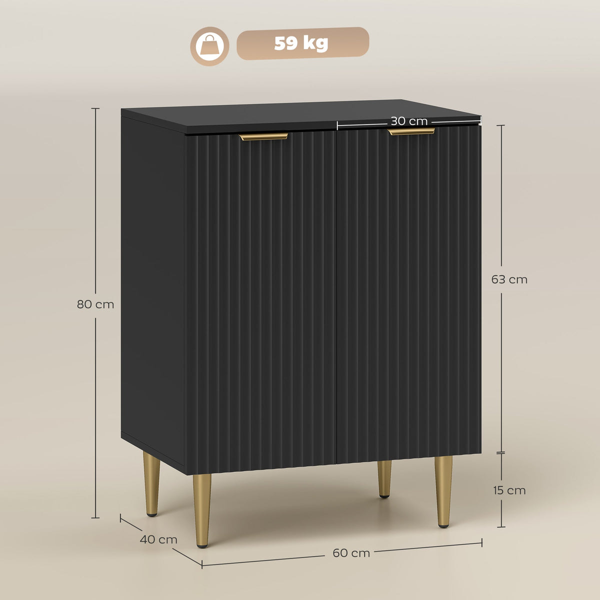 HOMCOM Adjustable Shelf Sideboard - Black