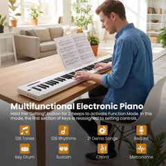 4PCS Portable Folding Full Size Electric Piano in White, image 3