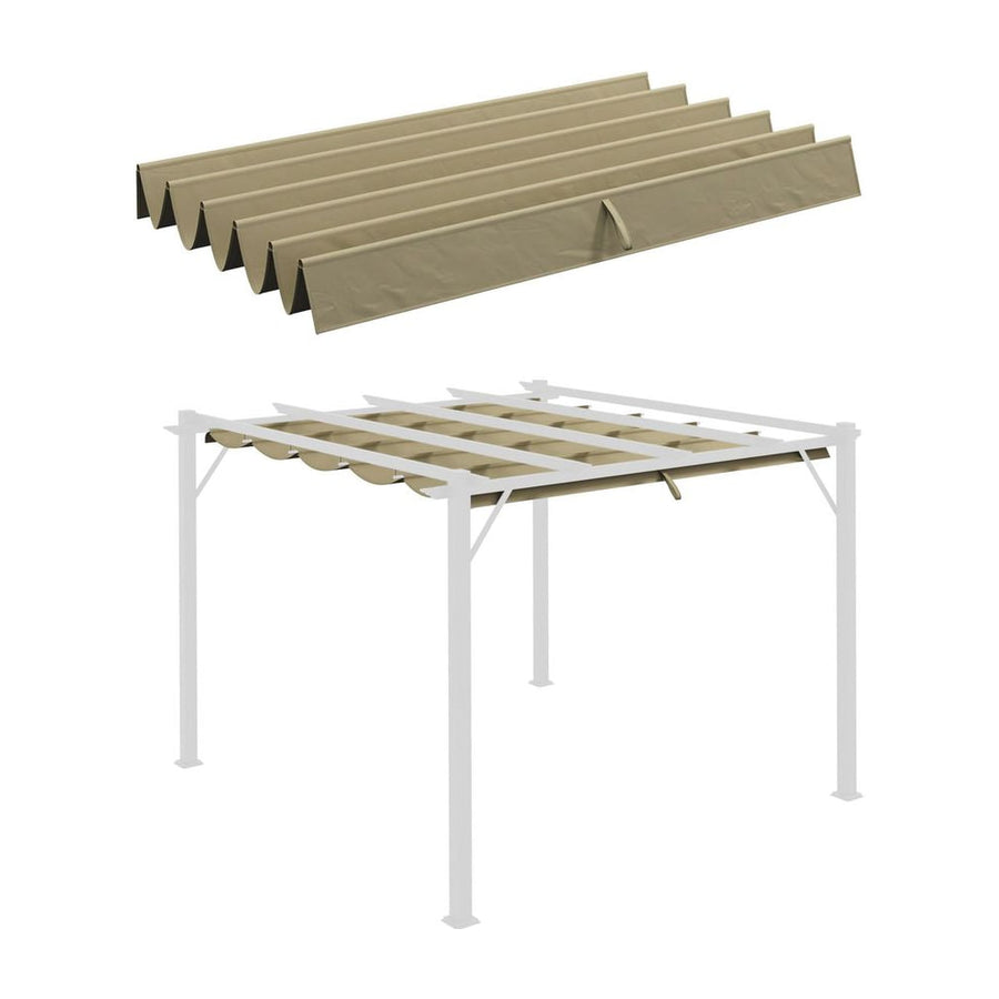 Outsunny Retractable Pergola Cover, 2.55 x 2.5 m Replacement Canopy Fabric for 3 x 3 m Frame, Roof Top Only, Tan