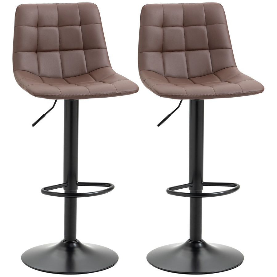HOMCOM Adjustable Bar Stools Set of 2, Swivel PU Leather Upholstered Barstools with Tufted Seat and Back, Breakfast Bar