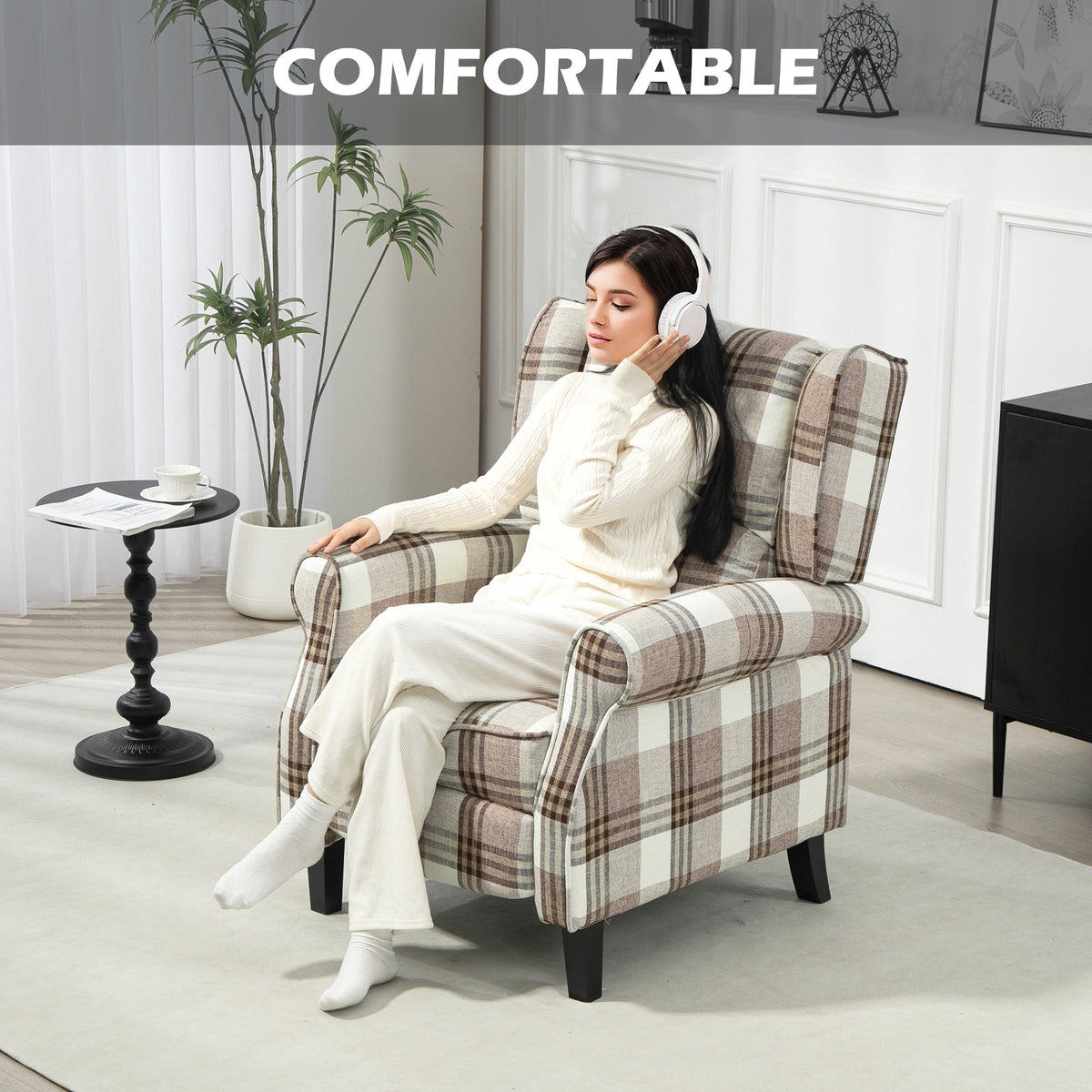 HOMCOM 160 Reclining Armchair, with Footrest - Brown