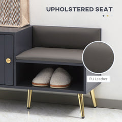 HOMCOM Shoe Storage Unit, with Padded Seat - Grey