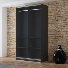 Black Mirrored Sliding Door Wardrobe 120cm – OXFORD