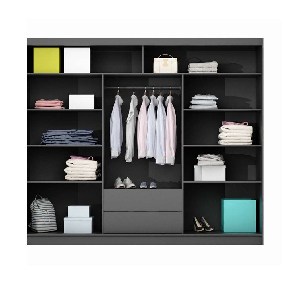 Black Full Mirrored Sliding Door Wardrobe 250cm – ALDRIDGE