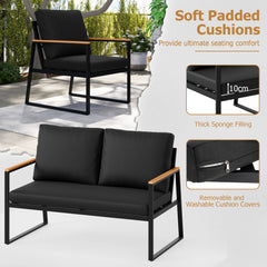 4 Pieces Patio Furniture Set with Thick Cushions for Backyard-Black
