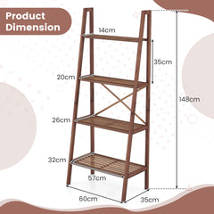 4-Tier Freestanding Bookcase with Anti-Toppling Device for Living Room-Brown