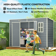 Outsunny Resin Garden Shed in Grey