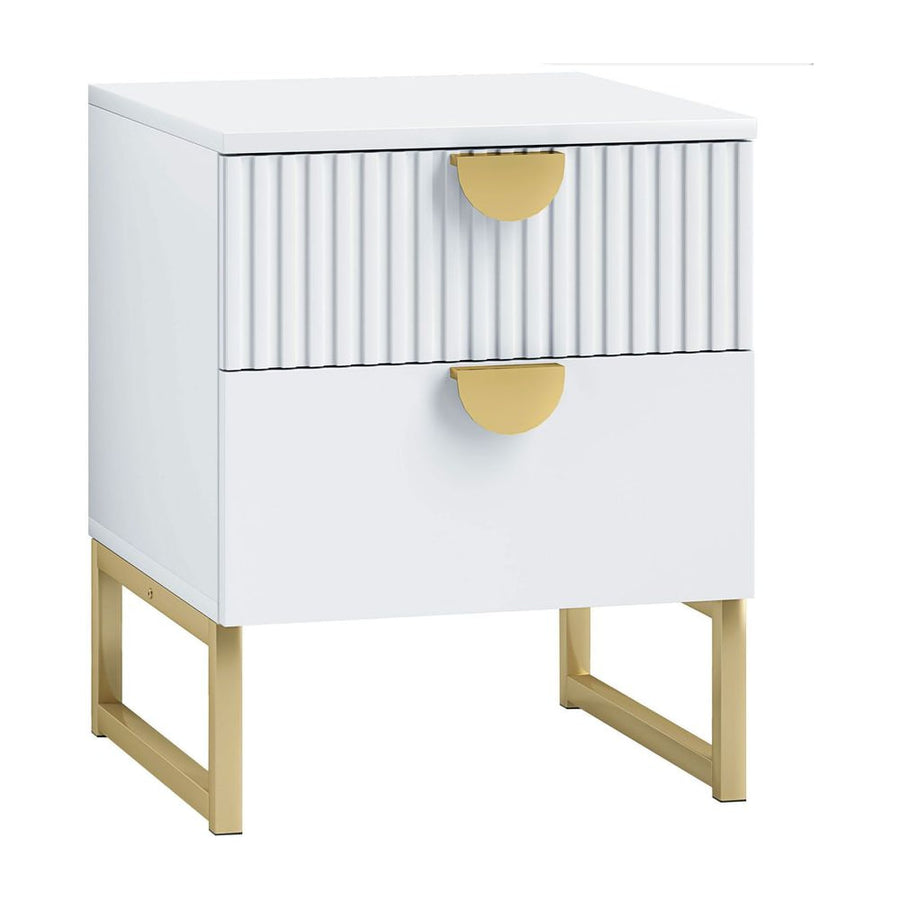HOMCOM Elegant Two-Drawer Bedside Table - White