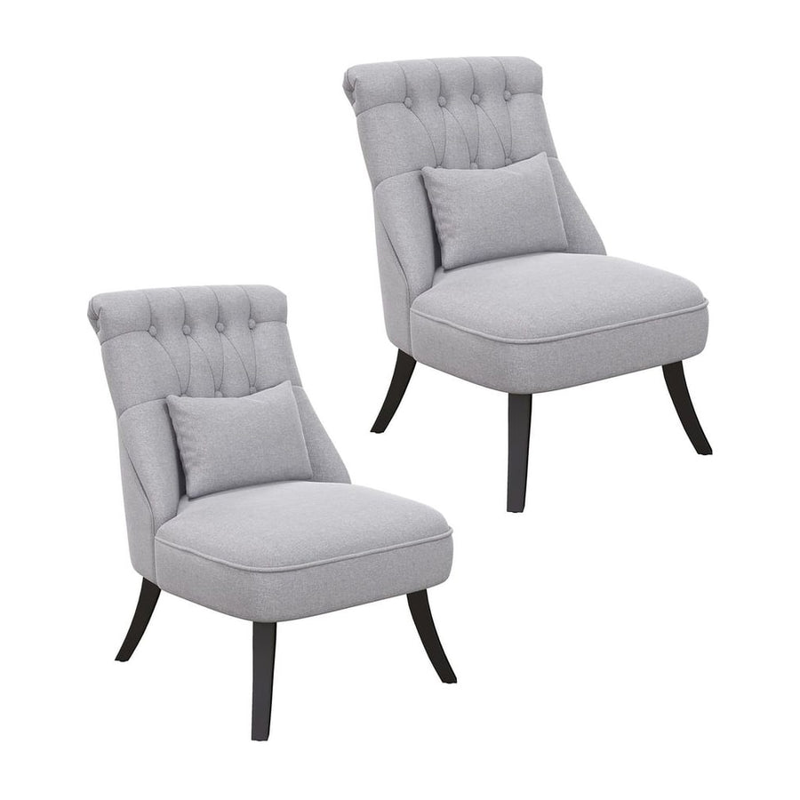 HOMCOM Tub Chair, Armless Single Sofa, Modern Button Tufted Armchair, Upholstered Linen Fabric Longue Accent Chair for Living