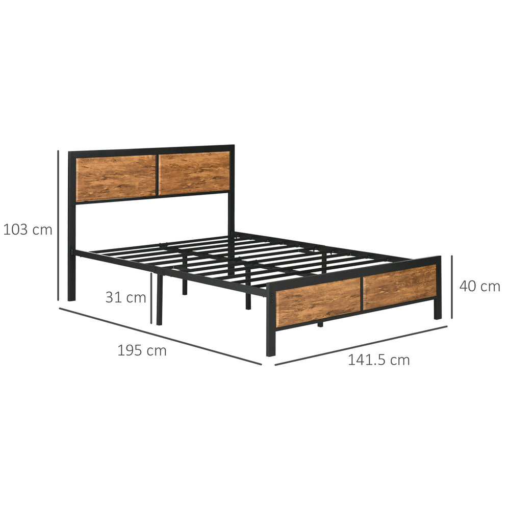 Size diagram of the industrial double bed frame showing dimensions