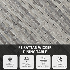Outsunny 70 cm Wood-Effect Rattan Garden Table - Natural Wood Finish