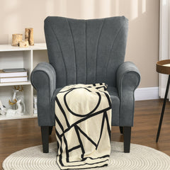 HOMCOM Upholstered Accent Chair with Rolled Arms and Wood Legs, Armchair for Living Room Bedroom, Grey - product image 2