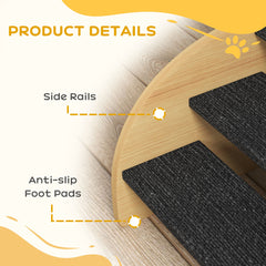 PawHut Dog Steps for Sofa and Bed, 3-Step Dog Stairs, Pet Stairs with Side Panels, Non-Slip Feet for Small Puppies