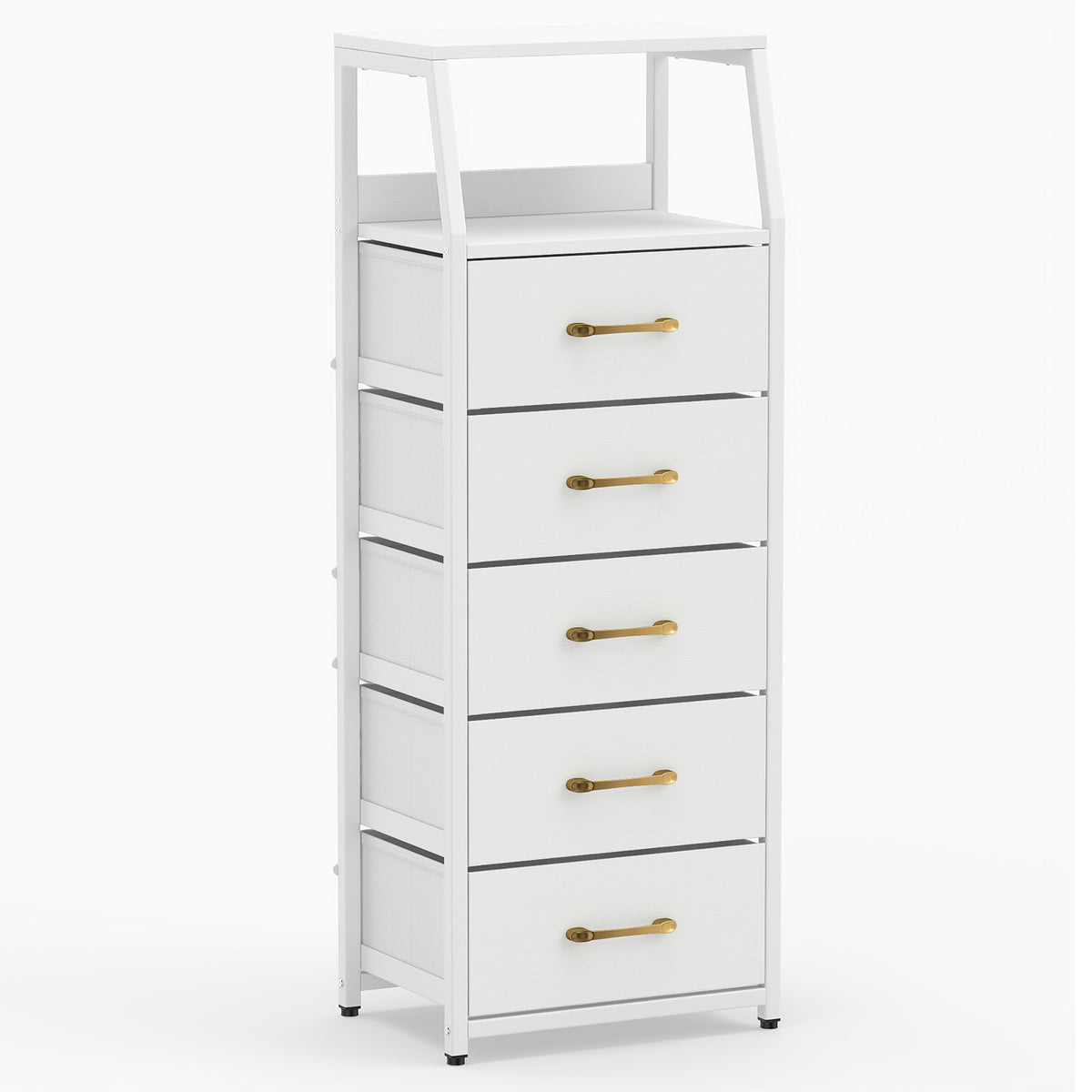 5-Drawer Storage Cabinet with Detachable Foldable Fabric Drawers and Anti-Tipping Kits-White