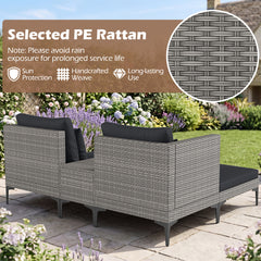 5-Piece Patio Conversation Set with 2 Armchairs 2 Ottomans and Side Table-Dark Grey