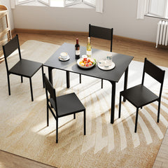 5-Piece Modern Kitchen Dining Room Furniture with Wood Rectangular Table-Grey