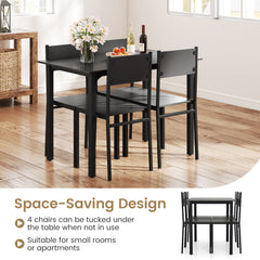 5-Piece Modern Kitchen Dining Room Furniture with Wood Rectangular Table-Grey