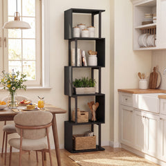 5-Tier Modern Bookshelf with Metal Frame for Home Office-Black