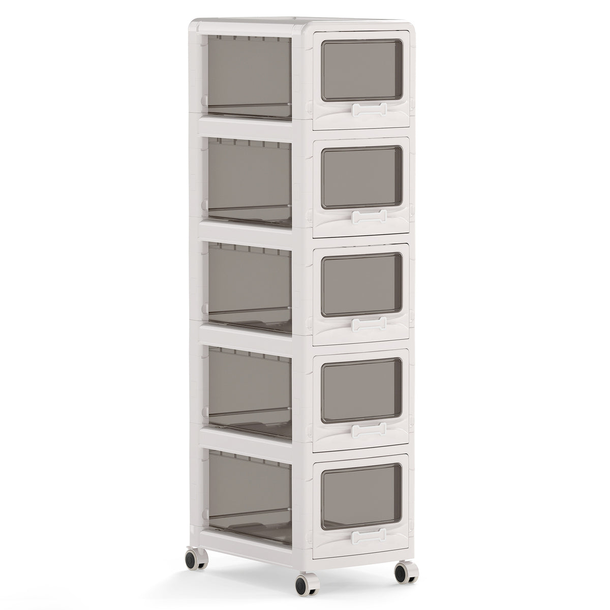 5-Tier Plastic Drawer Storage Organizer Rolling Cart with 5 Drawers
